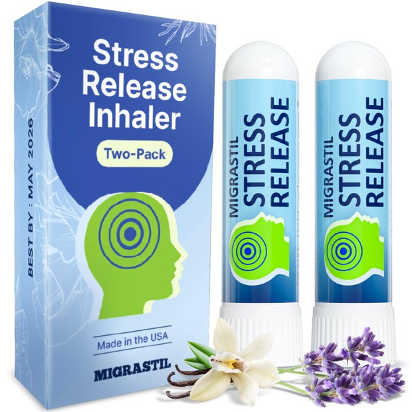 Migrastil Stress Release Inhaler 2-Pack, Calm Aromatherapy Formula, Natural Stress