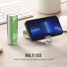 CLICK CLEAN Screen Cleaner, Fingerprint Proof Screen Cleaner Spray, All-in-One Cleaner with Microfiber and Shell for All Phones, Laptop and Tablet Screens, 0.5oz (Green)