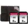 2X Transcend 8GB SDHC Memory Card + Memory Card Holder