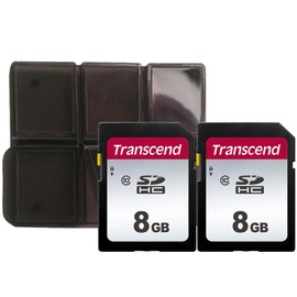 2X Transcend 8GB SDHC Memory Card + Memory Card Holder