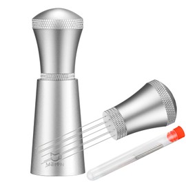 WDT Espresso Distribution Tool Espresso Stirrer Tools for Barista, 0.35mm 7 Needles Espresso Coffee Stirrer with Extra 7 Replaceable Needles, Aluminum Alloy Handle with Stand (Silver)