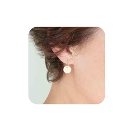 Yheakne Boho Circle Disc Drop Earrings Gold Round Coin Hook Earring Coin Dangle Earrings Trendy Minimalist Earrings Jewelry for Women