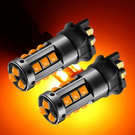 HAISECA AC/DC 9-36V PW24W PWY24W LED Bulb Amber,1200LM DRL Daytime Running Parking Light 12181NA 12174 12182 LED Turn Signal Light for Cars.2-Pack.