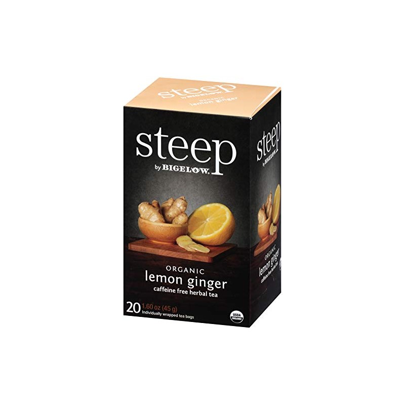 steep Organic Lemon Ginger Herbal 20 Count Box, Certified Organic,