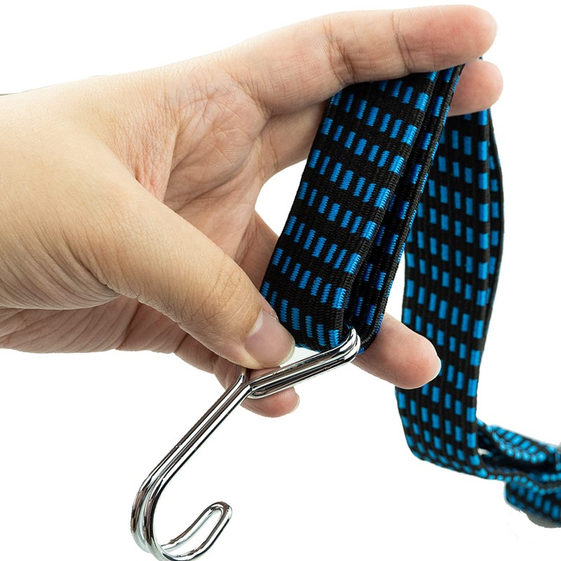 Adjustable Flat Bungee Cords with Hooks, Bungee Straps with Anti-Rust