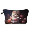 Livel lhood Teacup Cat Makeup Bag Cute Small Organizer Zipper