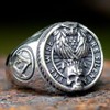 ZMY Home Owl & Skull Signet Ring - Masonic Design