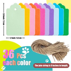 PH PERKHOMY 360 Pcs Gift Tags with String, 10 Colors Blank Kraft Paper Price Tags Gift Bag Hanging Tags for Labeling Presents Crafts Wedding Christmas Halloween