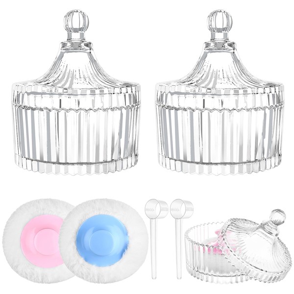 4 Pack Crystal Powder Puff And Container Set, Large Body