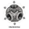AGUTEA Black 6-Way Side Exit Cross, Cast Iron Pipe Fitting