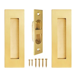 Pocket Door Handles,6 inch Recessed Flush Finger Pulls with Edge Pull,304 Stainless Steel Pocket Door Hardware, Gold