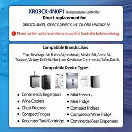 Digital Temperature Controller XR03CX-4N0F1 for Commercial Refrigeration, 120V 50-60Hz, Compatible with Dixell Programmable Refrigerators/Freezers, Single NTC Probe + Alarm Relay