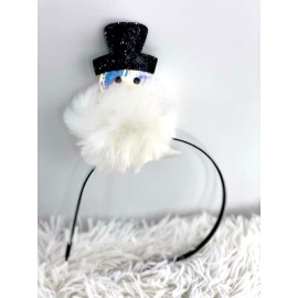 Claire's Christmas Snowman Headband Faux Fur Black Top Hat Holiday Party GIft
