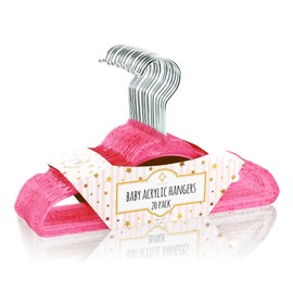 CONCEPTS 20 Pack Baby Hangers Kids Acrylic Non Slip Glitter Clothes Hangers for Toddler Infant Newborn Closet Organizer Small Hangers for Baby Clothes Pants Shirts Space Saving Nursery