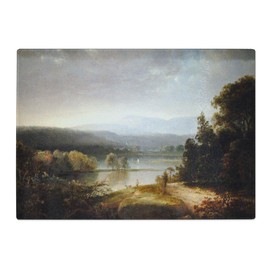 Kitchen Chopping Board Glass - Thomas Doughty River View with Hunters and Dogs - Textured Worktop Saver Cutting Board - Heat Resistant, Shatterproof and Hygenic - 28.5 x 20 cm
