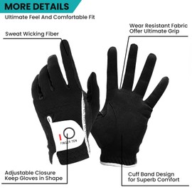 Golf Gloves Men Rain Grip Value 2 Pack with 15 Pcs Tees Left Hand for Right Handed Golfer, Premium Fit Mens Glove Hot Wet Weather No Sweat Black Grey Blue (Black+Grey, L)