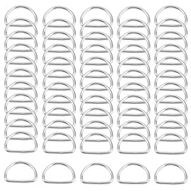 Quwem 60PCS Metal D Rings D Buckle,Multi-purpose Buckles for Bags Backpack Small Hardware Bag Buckle for Pet Collars Webbing Strap Sewing Keychains Belts DIY Accessories (20mm) Silver