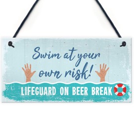 RED OCEAN Funny Hot Tub Sign Summer House Garden Sign Pool Party Plaque Alcohol Gift