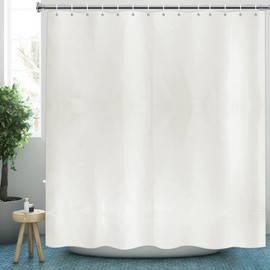 YISURE Shower Curtain, Cream, Short and Narrow 150 cm Height, Fabric, Shorter Shower Curtain, Waterproof with Weighted Hem, Width 150 x Height 150 cm