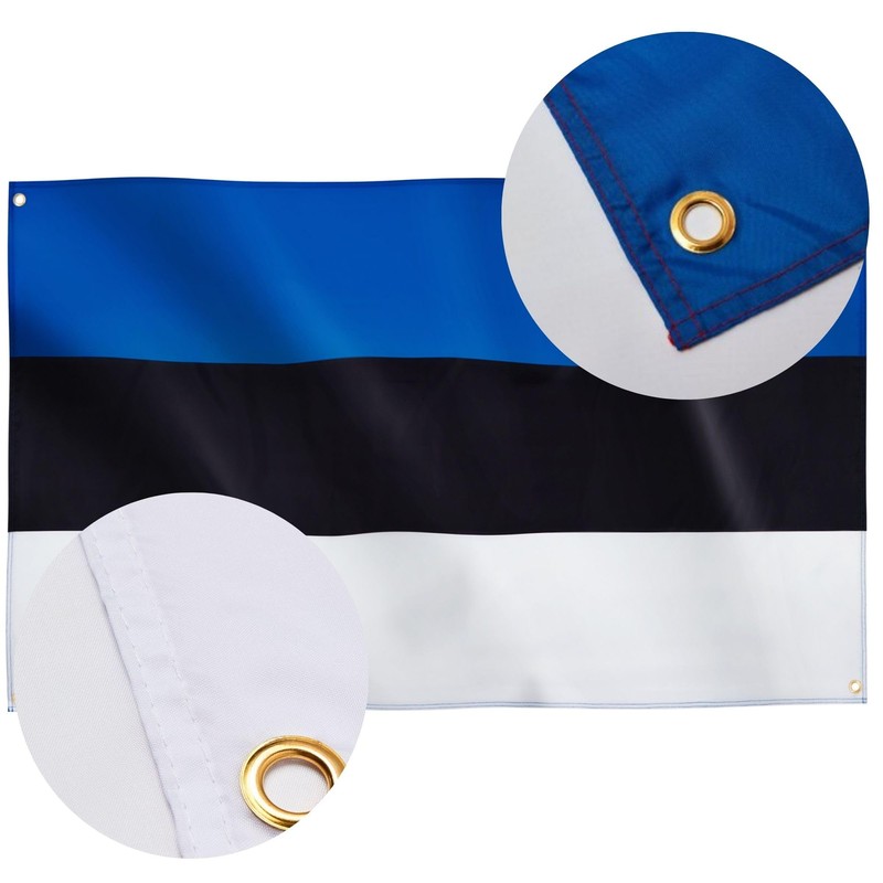 Runesol Estonia Flag, 91x152cm, 3ftx5ft,4 Grommets, Eyelet In Every Corner,