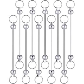 Llavero con cuentas en blanco, llavero de cuentas de metal, llavero desmontable para manualidades, accesorios de regalo (10 unidades)