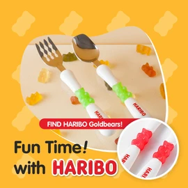 HARIBO Goldbear Fork - Kids & Toddlers Plastic Flatware with HARIBO Goldbear Figure Handle, Kids Eating Utensils for 4 years + Child, BPA Free Silverware for Kids (Yellow)