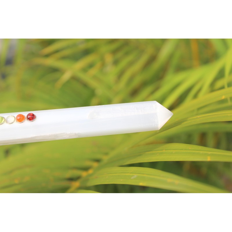 Jet International Selenite Angel Chakra Wand Stick Approx. 6.5 inch