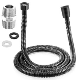 Dreyoo Matte Black Shower Head Hose with Extension Connector, 39 Inch Handheld with Brass Insert and Nut, 1/2 to 1/2 Shower Hose Extender, Stainless Steel