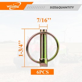 6PCS Heavy Duty PTO and Hitch Lynch Pins, Clip and Cast Iron Pull Ring & Positioning Pin for Trucks, Tractors, Hand Carts, Towing Mowing,Lawn Mowers & Trailers(7/16’’ *1-3/4’’)