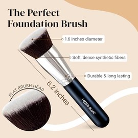 Large Flat Top Kabuki Foundation Makeup Brush by Keshima, 1.6" Top Diameter