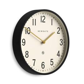 NEWGATE® Universal Wall Clock | Large Metal Modern Classic Clock | 17 inch | Deep case in matt Black | Arabic Numbers | Mid Century Style for Kitchen, Living Room or Office