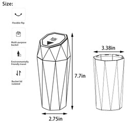 YIOVVOM Car Trash Can with Lid，Mini Diamond Design Automatic Portable Trash Can，Used in Car Home, Office, Kitchen, Bedroom (1, Grey)