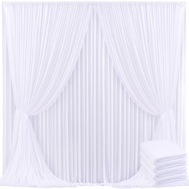 20ft x 10ft White Backdrop Curtains Panels for Party Wrinkle Free Fabric Backdrop Drapes Decorations Cloth for Wedding Baby Shower Photography Engagement Bridal Shower Gender Reveal Background Curtain