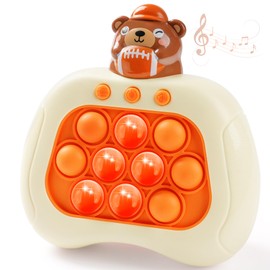 Football Bear Pop Push Game Fidget Console Toys for Kids Adults,Quick Push Pop Bubble Up Gifts,Handheld Light Up Fidget Sensory Puzzle Toy for Boys Grils Teens Age 3-12 (Yellow Bear)