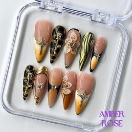 NailPhoria｜SURPRISE DEAL Collections (70 Styles) acrylic press nails:_Amber Rose_M