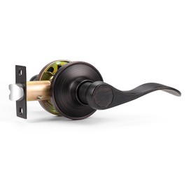 Probrico Interior Oil Rubbed Bronze Door Handle, Wave Style Passage Door Handles, Keyless Door Levers Lockset for Closet and Hallway (1 Pack, Modern)