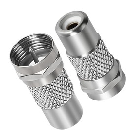 F Type to RCA Connector 2 Pack, RCA Female to F-Plug Coax Coaxial Male RF Video TV Adapter Coupler Converter for Atari 2600 TV/7800 Sega/Coleco/Commodore Game System