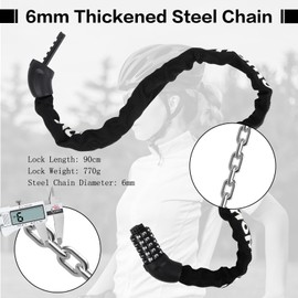 Bicycle Lock Combination Lock Bicycle Locks High Security Bike Lock Chain Lock with 5 Digit Code, Lock for ebike/Scooter/Scooter/Children's Bicycle etc. (6 mm)