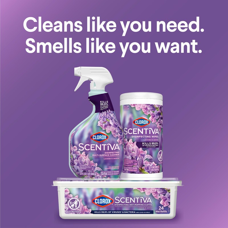 Clorox Scentiva Disinfecting Spray, Lavender & Jasmine, 32 Fl Oz,