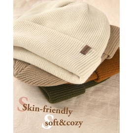 FURTALK Beanie Hats for Women Men Winter Hats Womens Knitted Slouchy Beanies Cuffed Skull Cap Warm Ski Hat Beige