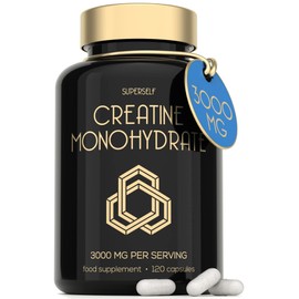 SuperSelf Creatine Monohydrate Tablets 3000mg - Easy to Swallow 120 Creatine Capsules - Vegan Creatine Tablets for Men & Women - Pre Workout Gym Supplement Powder Creatine Pills for Muscle Growth - 30 Servings