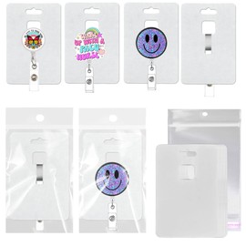 100PACK Badge Reel Display Cards Packaging, Fits Alligator and Belt Clips, Retractable Name Badge ID Holders, Blank Hanging Cardstock Holder with Clear Self-Seal Bags (White)