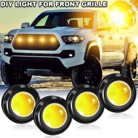 CHUSYYRAY 4xYellow LED Light Raptor Style Front Grille Light for CHEVY SILVERADO 2006-2024
