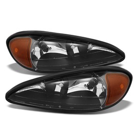 ACANII - For Black 1999 2000 20001 2002 2003 2004 2005 Pontiac Grand Am Headlights Headlamps Driver + Passenger Side