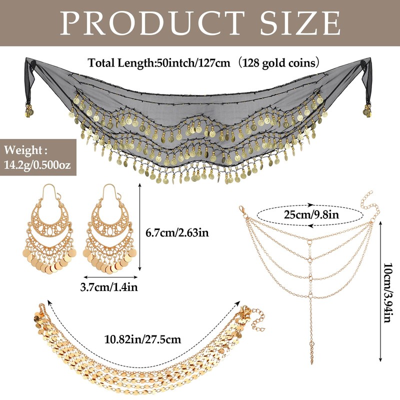 Sureio 4 Accesorios de Disfraz de Gitana de Danza de