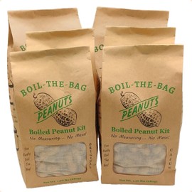 Boiled Peanuts Kit | Contains Premium In Shell Peanuts, Salt, and Unique Seasoning Blend in a Muslin Cooking Bag | 6 Kits of Original Flavor