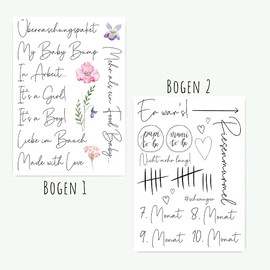 Mummy Countdown Body Tattoos - Temporary Baby Belly Tattoos for Pregnancy - Vegan and Skin-Friendly - for Photo Shooting - Baby Belly Shooting