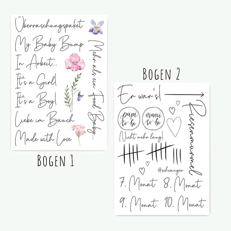 Mummy Countdown Body Tattoos - Temporary Baby Belly Tattoos for