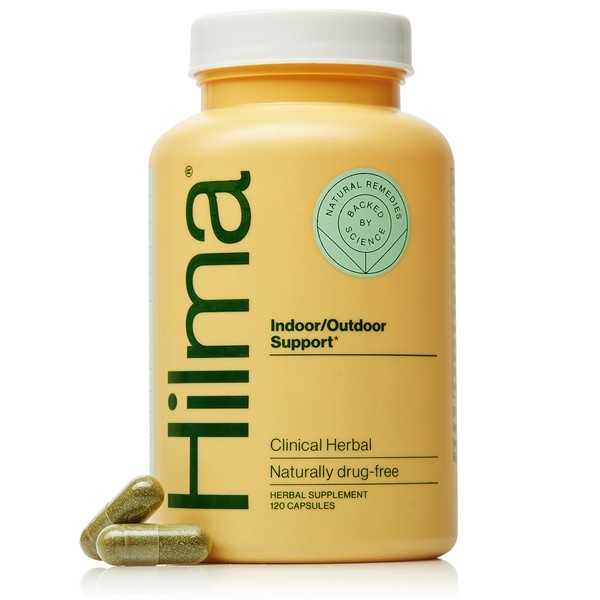 Hilma Natural Sinus Support - All Day Allergy Relief from Pollen and Dust with Butterbur, Stinging Nettles & Spirulina - Non-Drowsy - Organic, Clinically Proven Ingredients - 120 Vegan Capsules