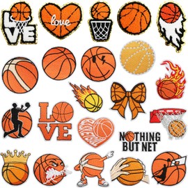 VVZOWW 22PCS Sports-Themed Embroidery Patch Set Featuring Cute Basketball Designs, Perfect for Kids' Clothes Decoration A Great Choice for Sports Lovers to Personalize Items